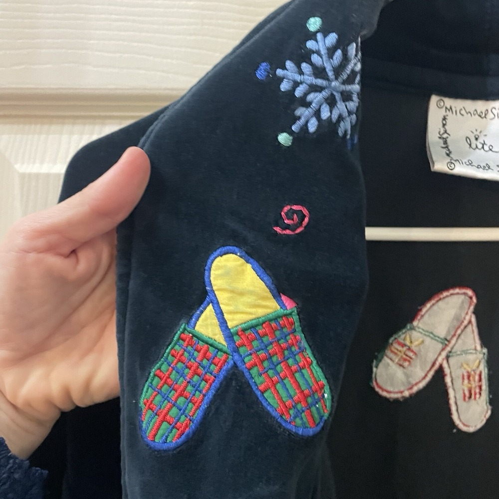 Michael Simon Lite Christmas Robe Women's Size S Snowflake‎ Mittens - Picture 3 of 10